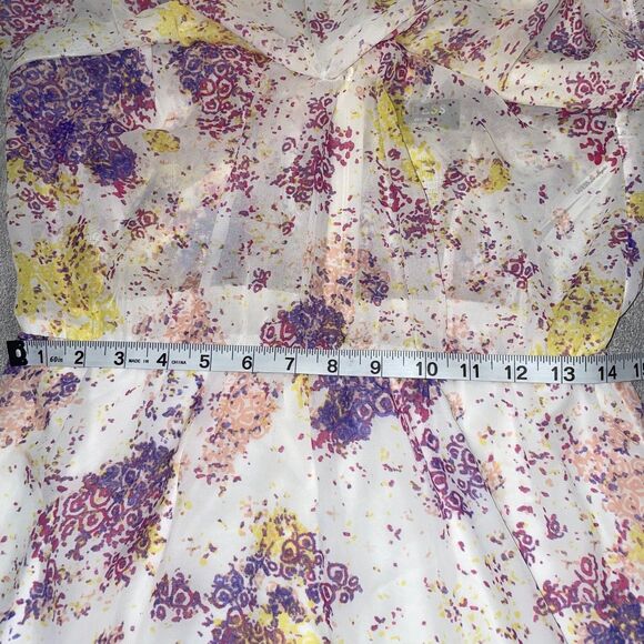 GUESS Sz 8 Crisscross Halter KeyHole Layered Ruffle Pastel Romantic Flowy Beachy - Picture 4 of 7